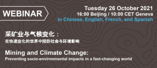 Upcoming Webinar: Mining and Climate Change: Preventing Socio-economic Impacts in a Fast-changing World