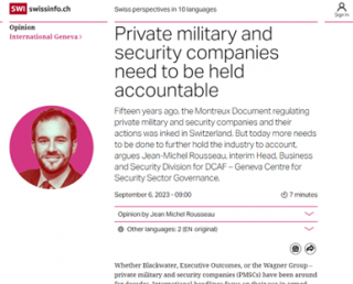 New DCAF blog in Swissinfo calls for accountability of private military and security companies