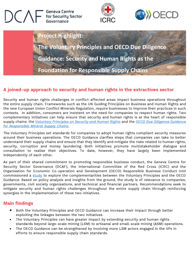 The Voluntary Principles and OECD Due Diligence Guidance: Security and Human Rights as the Foundation for Responsible Supply Chains