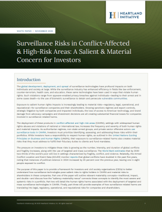 Surveillance Risks in Conflict-Affected & High-Risk Areas: A Salient & Material Concern for Investors
