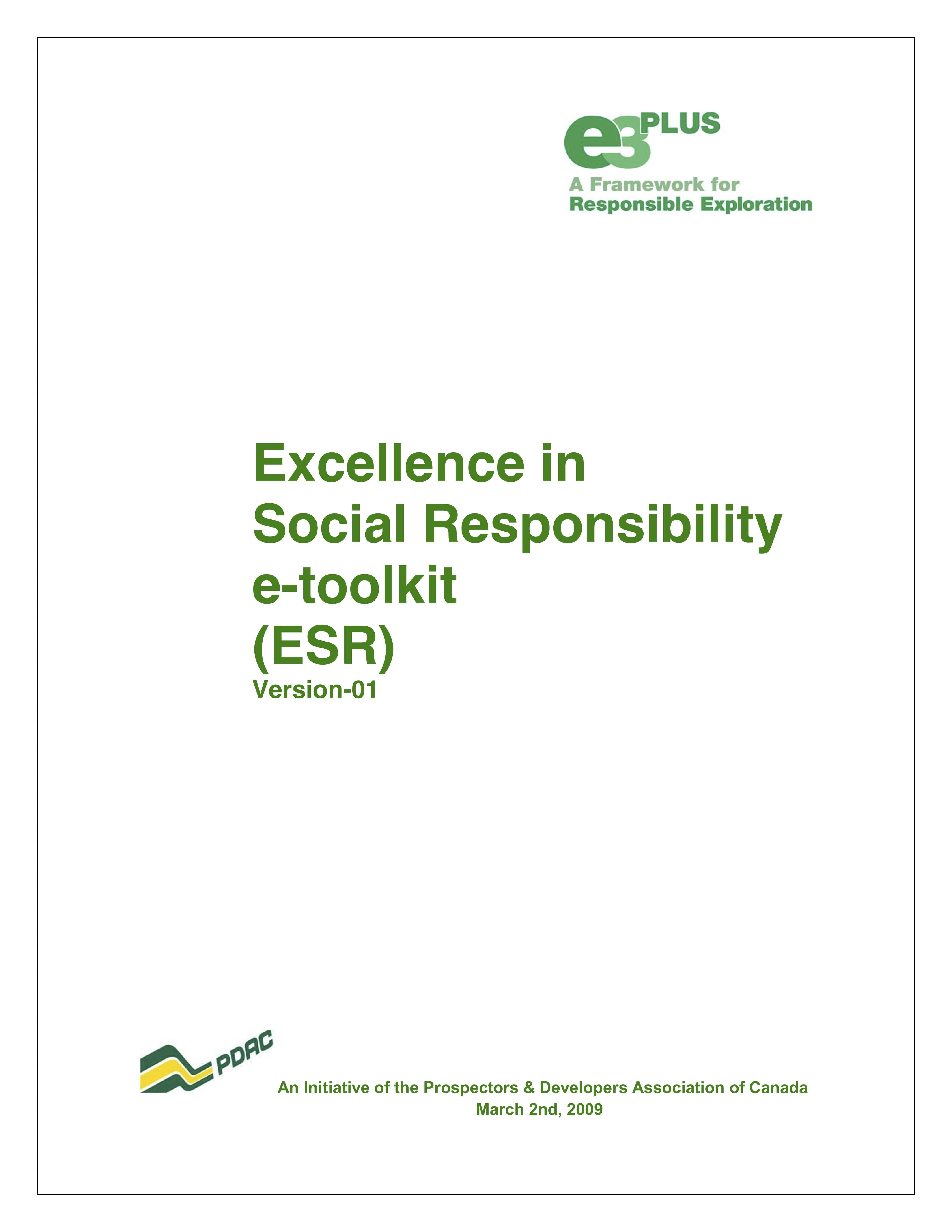 Excellence in Social Responsibility e-toolkit (ESR) (PDAC, 2009)