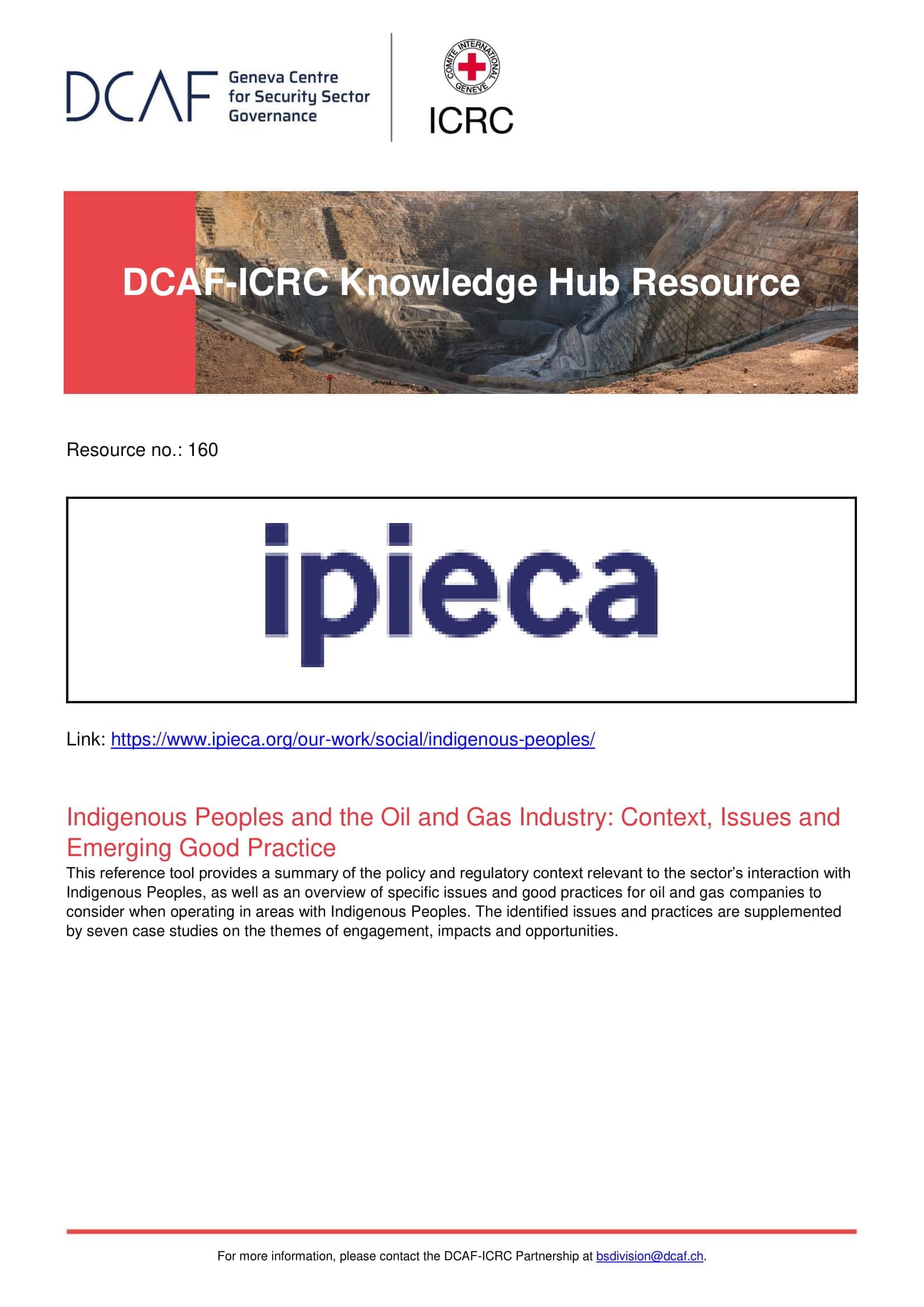 Indigenous Peoples and the Oil and Gas Industry: Context, Issues and Emerging Good Practice (DCAF and ICRC)