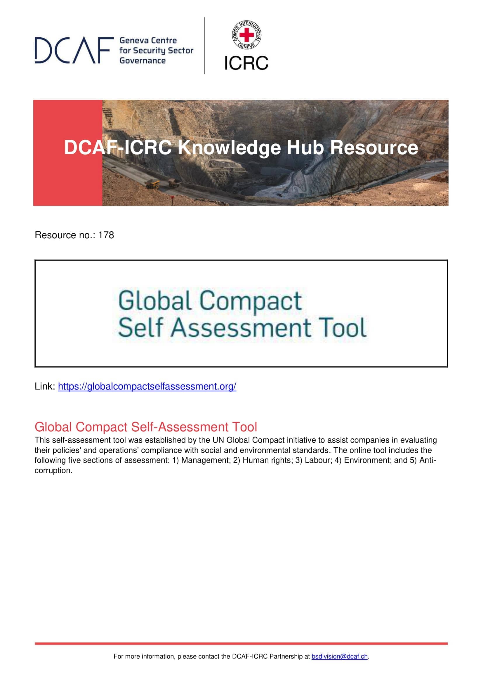 Global Compact Self-Assessment Tool (UN Global Compact UNGC)