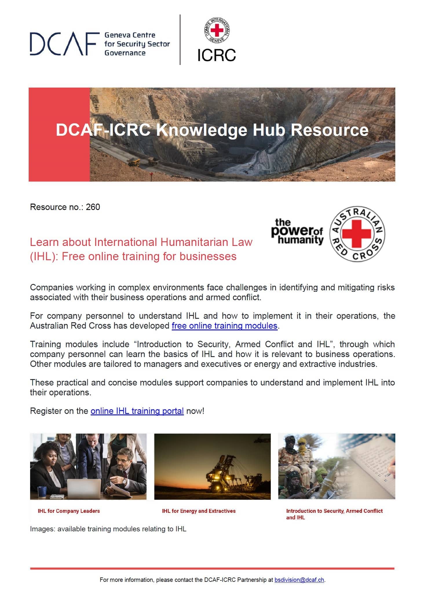 Learn about International Humanitarian Law (IHL): Free online training for businesses (Australian Red Cross)