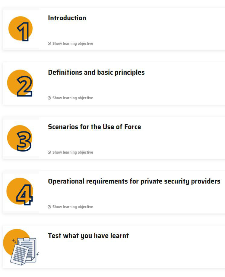 E-Learning Module on the Use of Force and Private Security Providers