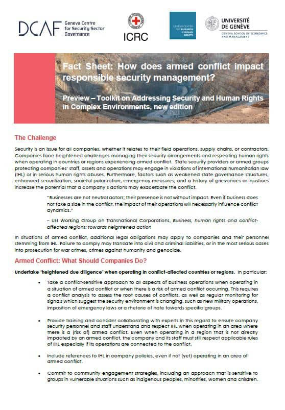 Fact Sheet: How does armed conflict impact responsible security management?