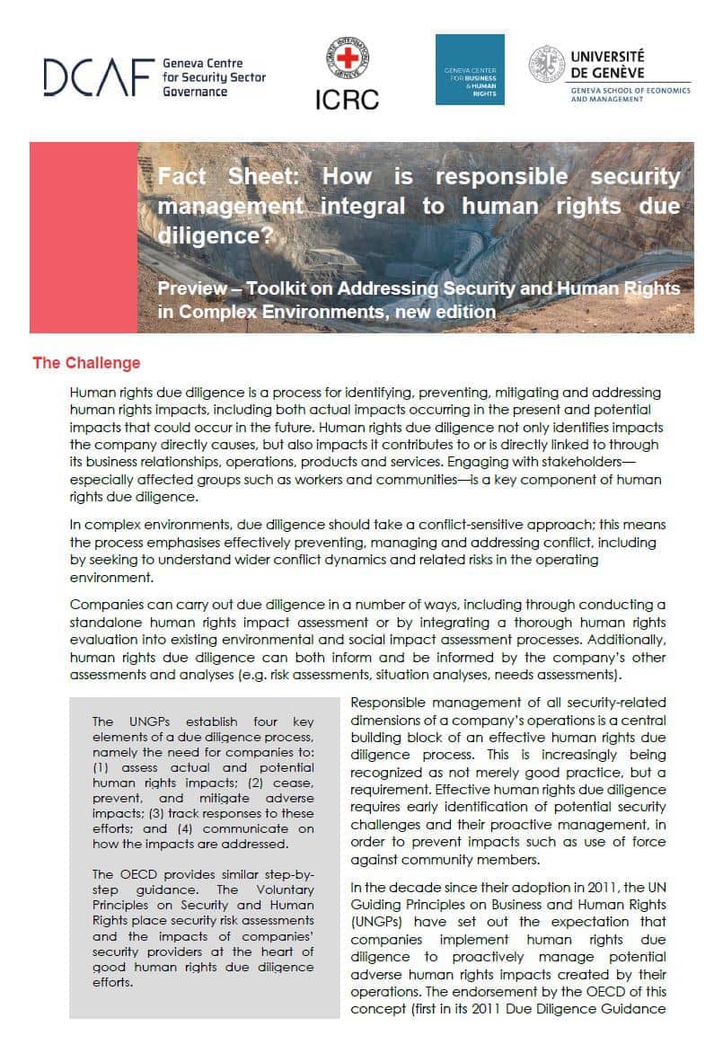 Fact Sheet: How is responsible security management integral to human rights due diligence?