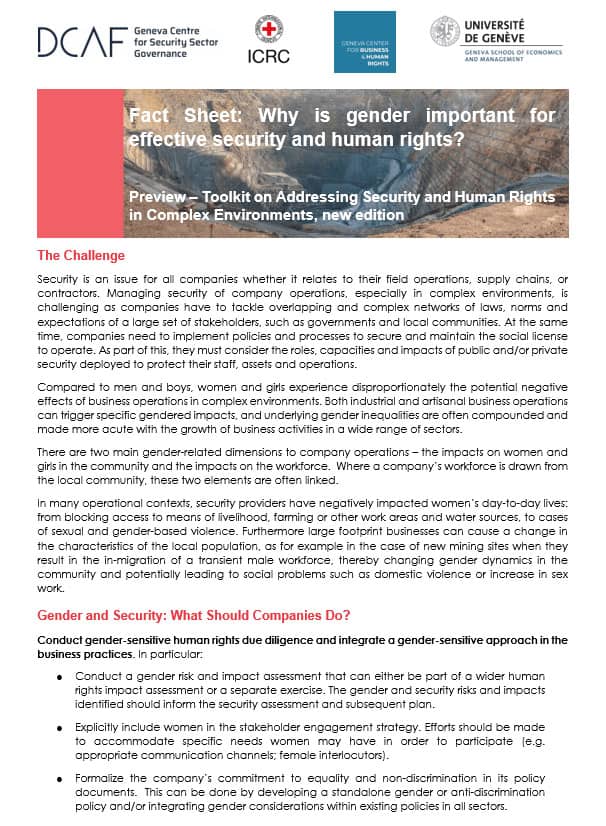 Fact Sheet: Why is gender important for effective security and human rights?